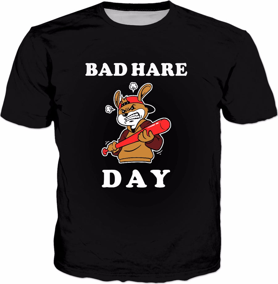 Bad Hare Day T-Shirt - Rabbit Bad Hair Pun