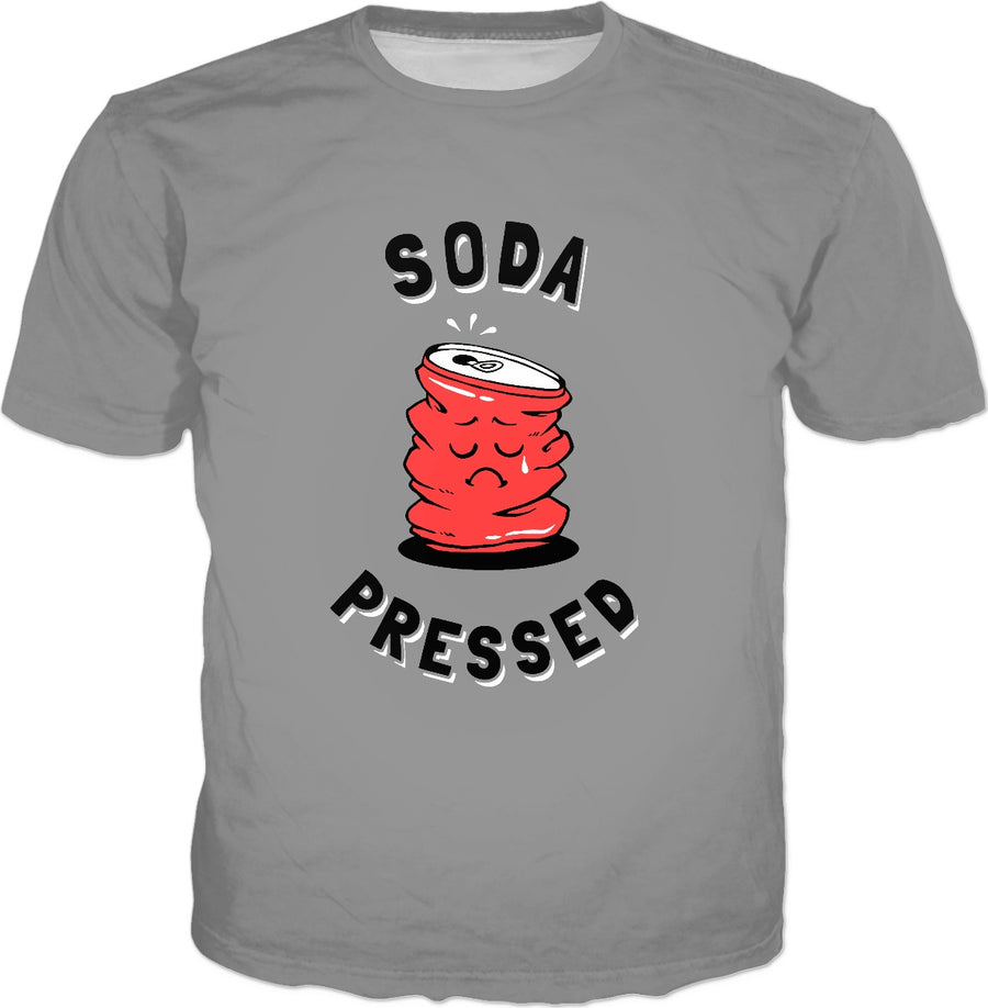 Soda Pressed T-Shirt - Depressed Can Funny Pun
