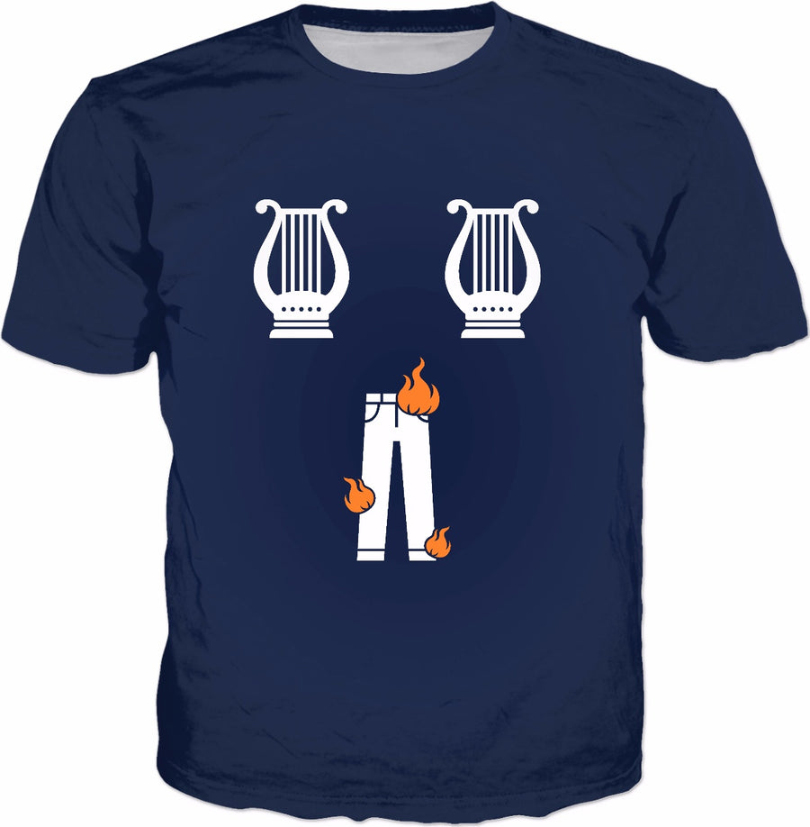 Lyre Lyre Pants On Fire T-Shirt - Liar Liar Pun Joke Funny