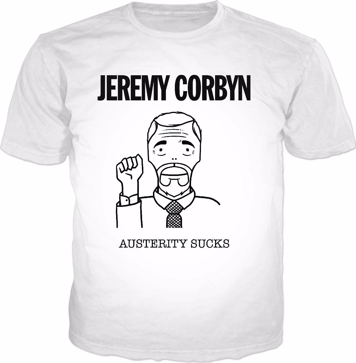 Jeremy Corbyn Austerity Sucks T-Shirt - Punk Rock Parody